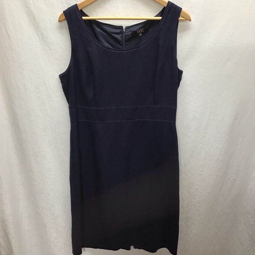 Alex Marie navy sleeveless dress, white stitching